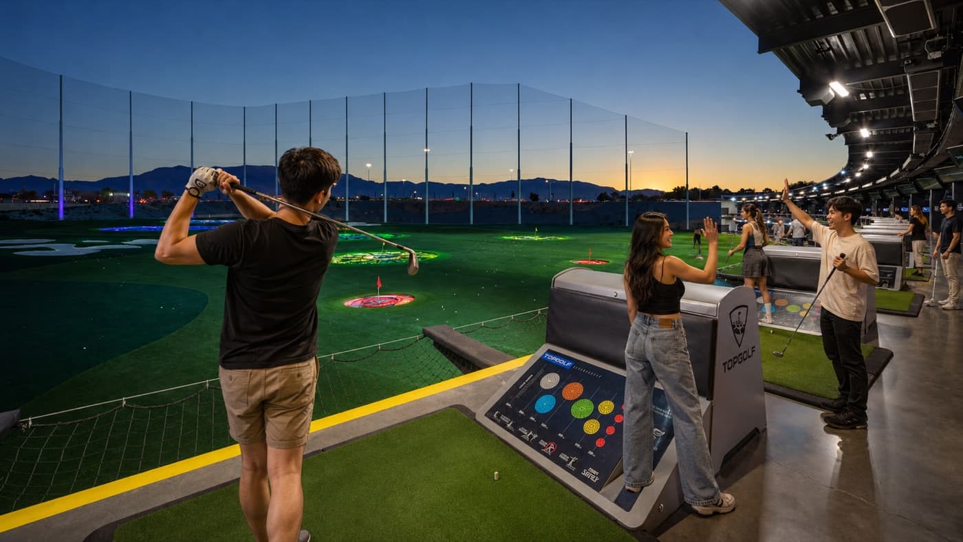 A player swinging from the bay at sunset